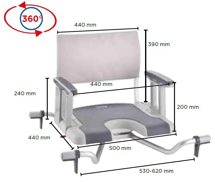 cadeira de banho giratoria aquatec sorrento medidas