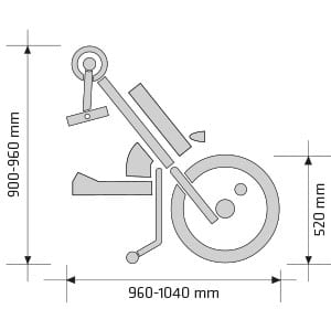 batec hybrid handbike medidas laterais